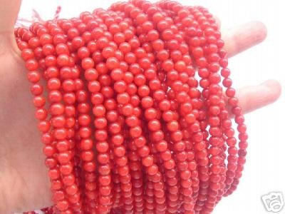 wholesale 20 strand 5 mm red coral loose string