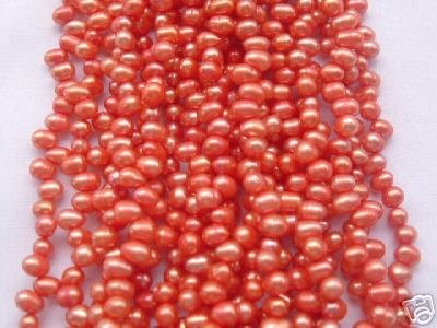 wholesale 20 strand 5-6 mm potato shape fw pearl-red