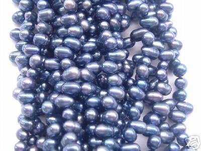 wholesale 20 strand 6-7mm potato shape fw pearl-dark blue