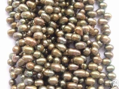 wholesale 20 strand 6-7mm potato shape fw pearl-peacock green