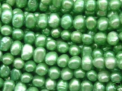wholesale 10 strand 6-7 mm nuggets shape fw pearl-apple green