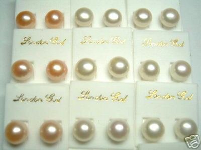 wholesale 30 pairs 7 mm white and pink fw pearl earring
