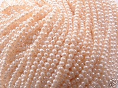 wholesale 30 strand 5 mm white freshwater pearl string