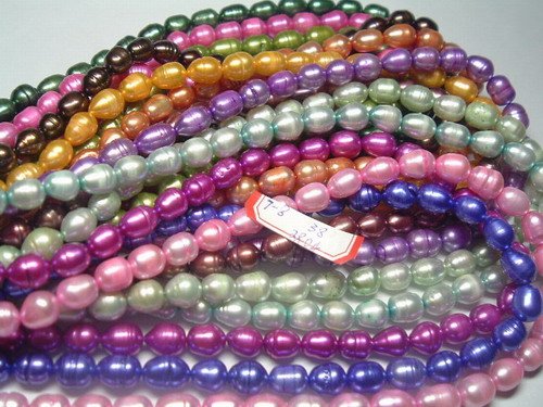 wholesale 30 strand 7-8 mm rice freshwater pearl string