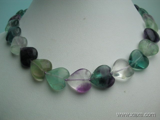 17"" 14mm heart shape fluorite necklace