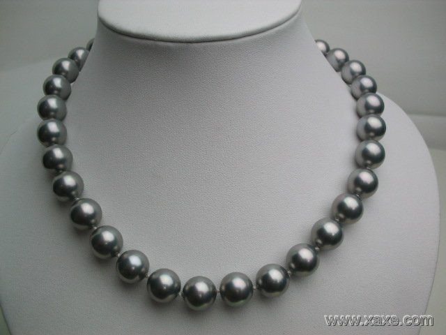 18"" big 12mm grey seashell pearl necklace