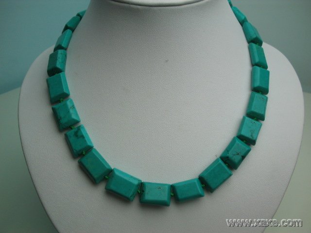 18"" 16mm green rectangular turquoise necklace