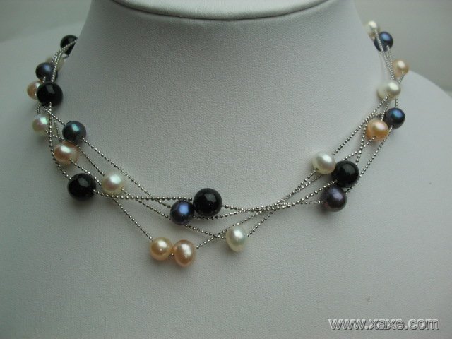 wholesale 4 pcs pearl agate necklace 18kgp