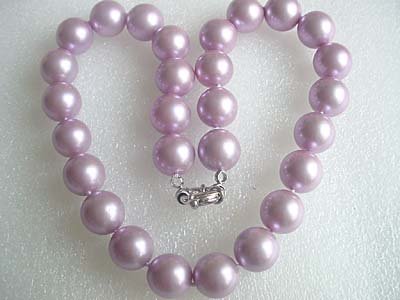 14mm purple seashell pearl strand necklace