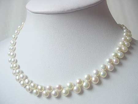 15.5'' 7MM WHITE FW PEARL NECKLACE S925 CLASP