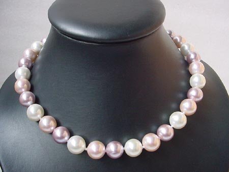 17'' 12MM Multi color seashell pearl Necklace