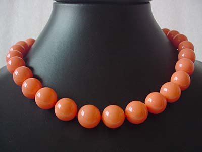 17.5'' 14mm pink coral Necklace