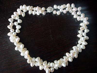 18'' 2-STR white FW pearl 6mmx7mmx9MM NECKLACE