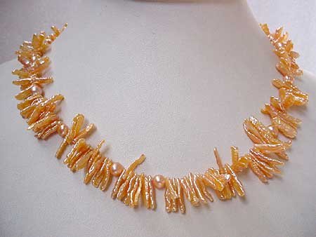 18'' PINK BIWA PEARL BRANCH & SMALL PEARL NECKLACE