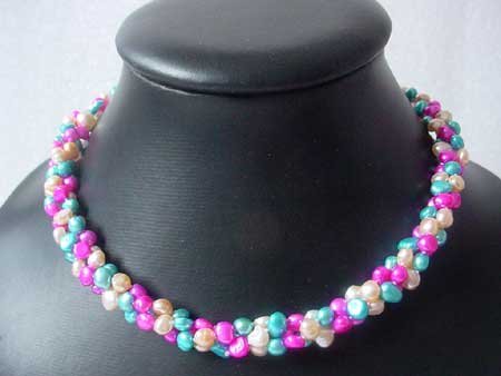 18.5'' 3-STR MULTICOLOR BAROQUE FW PEARL NECKLACE