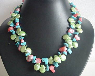 2-STR Green button&red BAROQUE FW pearl&turquoise