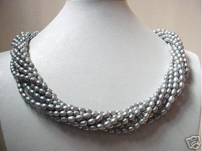 22'' 9-ROW SILVER OVAL FW PEARL NECKLACE S9251