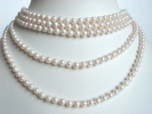 5 ROWS AKOYA SALT WATER PEARL CHOKER NECKLACE