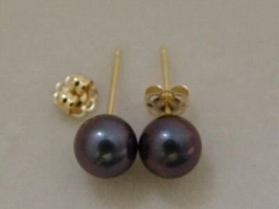 6.5mm PEACOCK BLACK AKOYA PEARL CLASSIC STUD EARRINGS