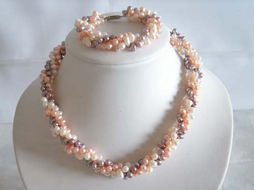 17.5"" colorful FW pearl Necklace & bracelet set