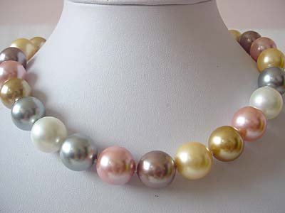 BIG! 16mm multicolor seashell pearl necklace
