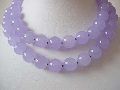 Long!! Lavender Jade 14mm necklace