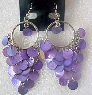 purple shell bead fancy earring Chandelier