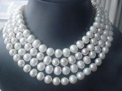 wholesale 4PCS white FW pearl 10mm necklace