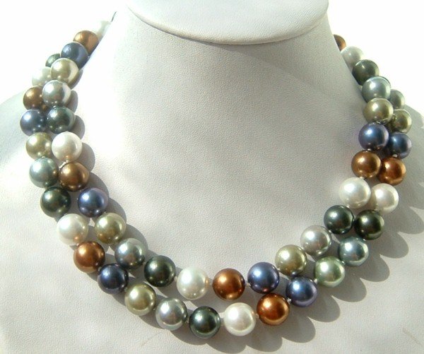 40"" 12mm MIX south sea shell pearl necklace