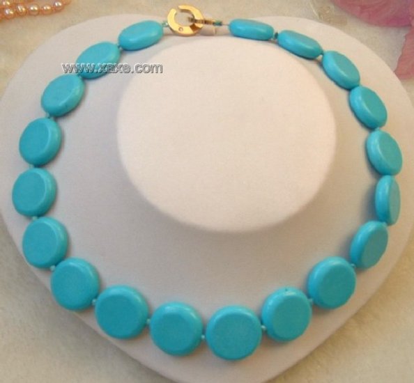 17'' 22mm sky-blue natural turquoise beads necklace