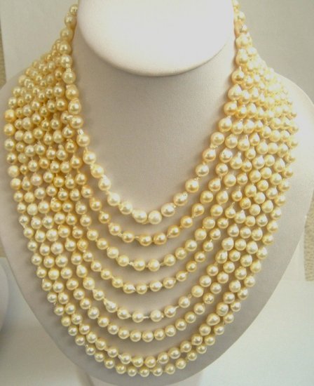 8 strands golden sea water pearl necklace