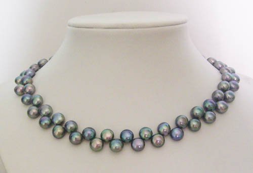 17'' Black button shape freshwater pearl necklace