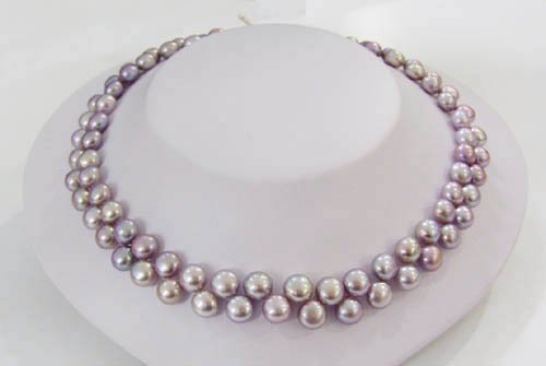16'' lavender color button freshwater pearl necklace
