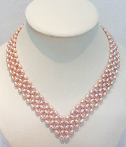 16.5'' heart shape pink pearl necklace