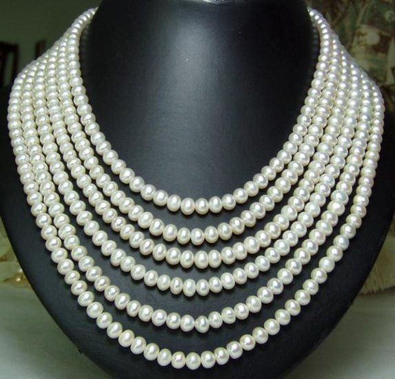 6 Strand white freshwater pearl necklace
