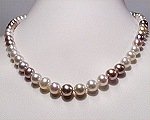 20'' 9MM Genuine White & Lavender Pearl Necklace Earrings Set