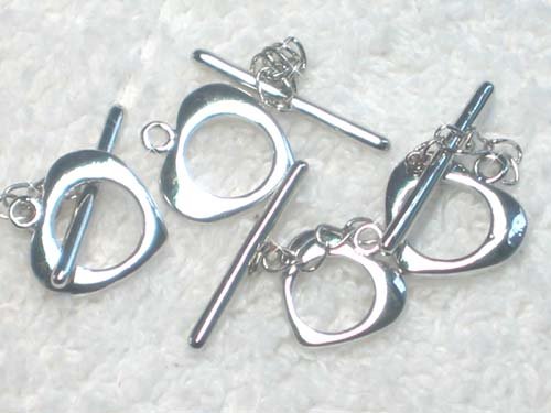 50pcs 18kgp silver heart clasp