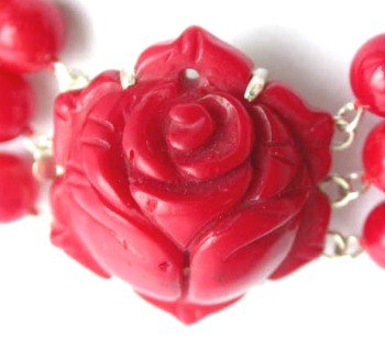 1 pc carved coral rose clasp