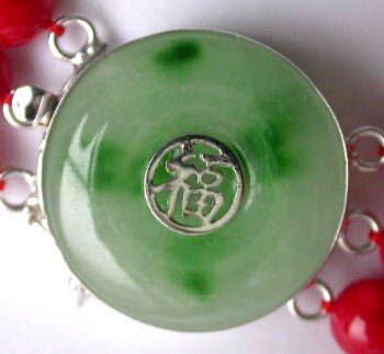 1 pc green jade good fortune clasp