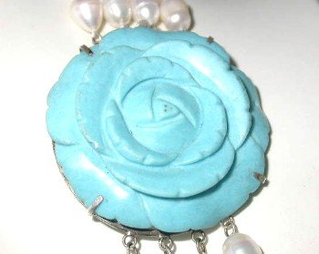 1 pc turquoise carved flower clasp