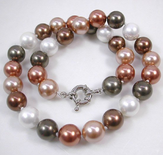 17'' 12mm multicolor seashell pearl necklace