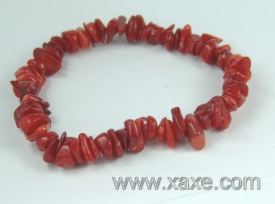 lovely red coral chip bracelet
