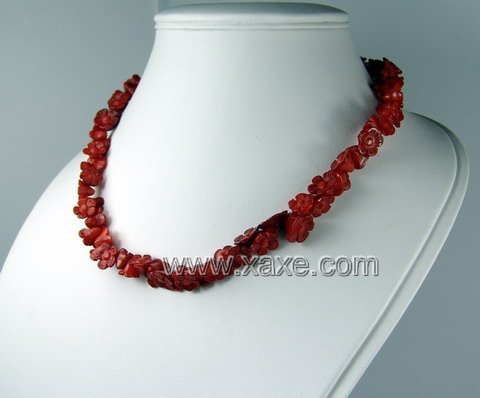 Lovely red coral flower necklace