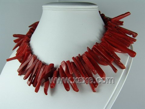 Lovely red coral bar necklace