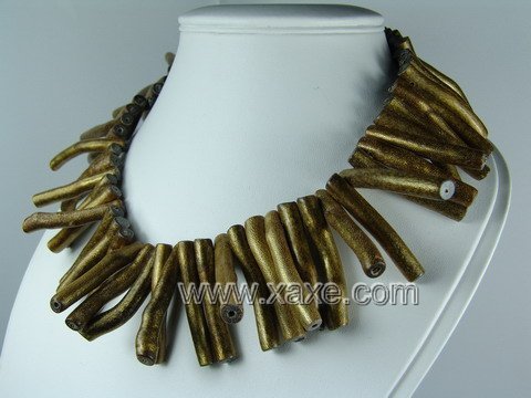 Lovely golden sponge coral branch necklace