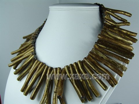 Lovely long golden sponge coral necklace