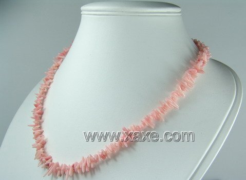 Lovely light pink coral chip necklace