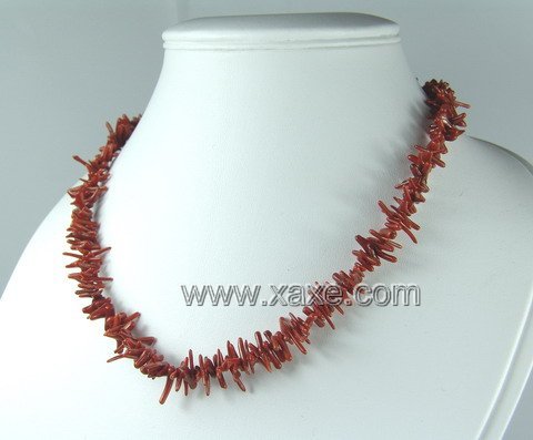 Lovely red coral slim branch necklace
