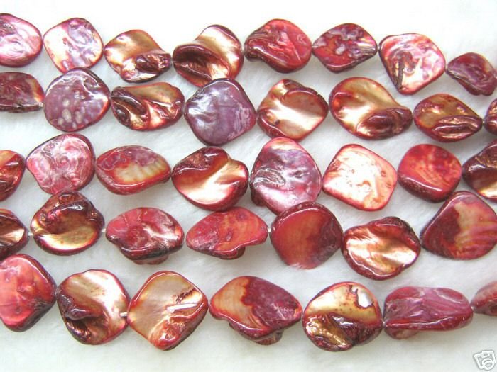 wholesale 10 strands 15mm Shell Beads loose string - red