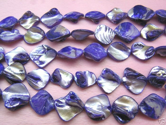 wholesale 10 strands 15mm Shell Beads loose string - blue